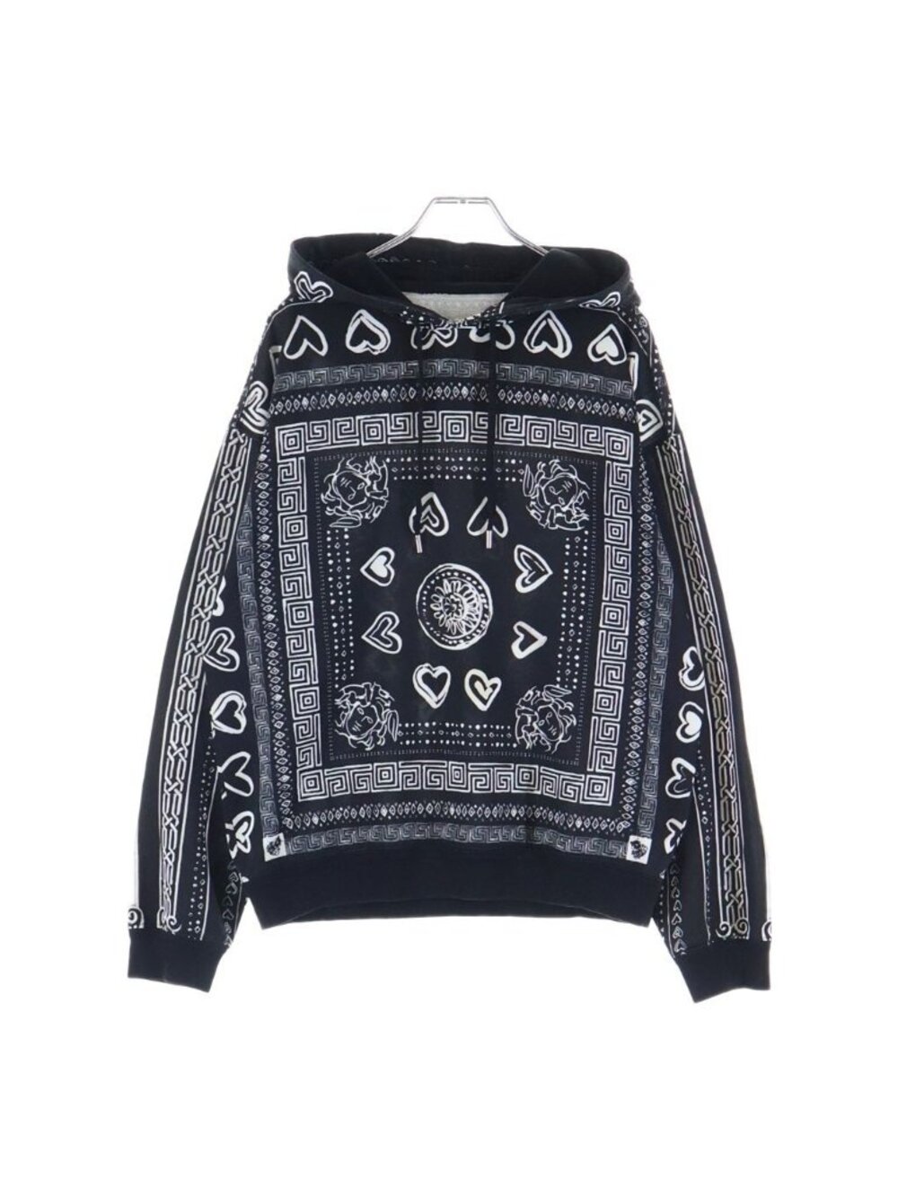 Versace Bandana Print All Over Hoodie Black